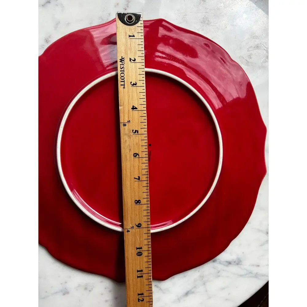 Bordallo Pinheiro Portugal Red Poinsettia Holly Charger Plate 12